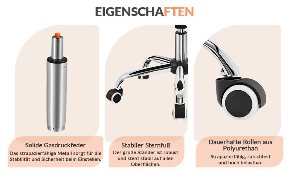 Крісло Yaheetech для дому та офісу: пуф для макіяжу, крісло з регулюванням висоти, обертове, біле, до 136 кг
