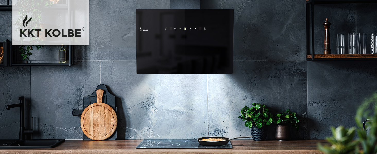 Витяжка кухонна KKT KOLBE TRIO8025S 80 см, чорна, скло, керування жестами та SensorTouch, LED-підсвітка, режим рециркуляції та відведення, продуктивність 782 м³/год