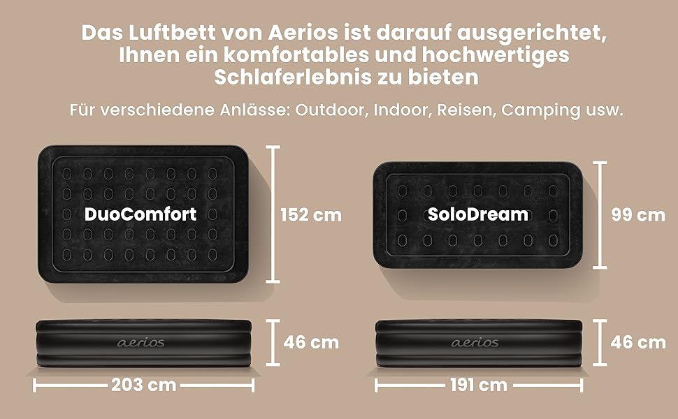 Надувне ліжко для 2 осіб - самонадувна повітряна матрац | Преміум гостьове ліжко без кабелю живлення - інтегрована USB-C помпа - надувне ліжко. Виберіть розмір зараз! Чорний двоспальний