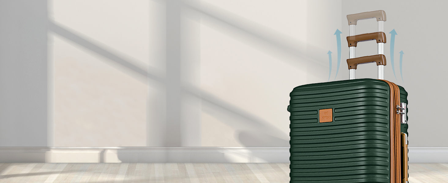 Набір валіз Joyway 6-ти частинний, з жорстким корпусом, beauty case, косметична сумка, 4 колеса, TSA-замок, для подорожей, коричневий/зелений