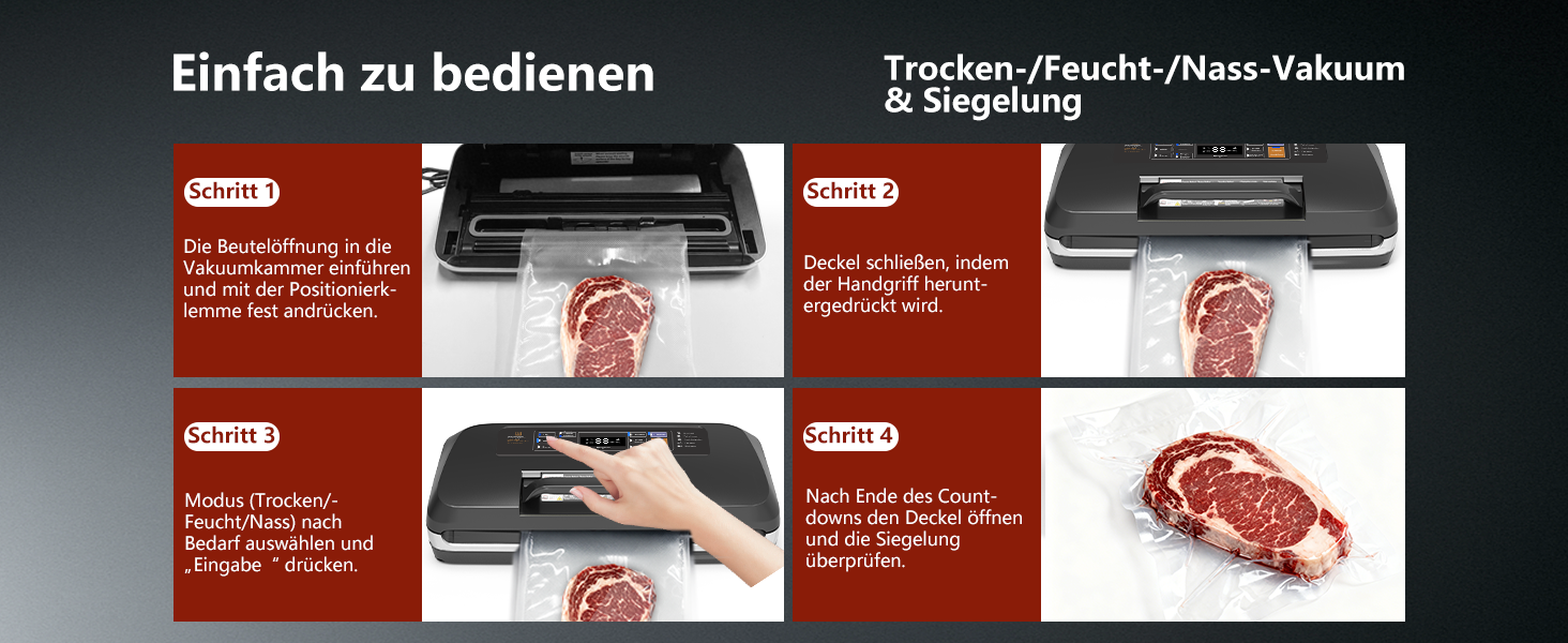 Вакууматор для продуктів 12-в-1, вакуумний пакувальник з подвійним швом, вбудованим різаком та лотком для збору рідини, 95кПа, чорний