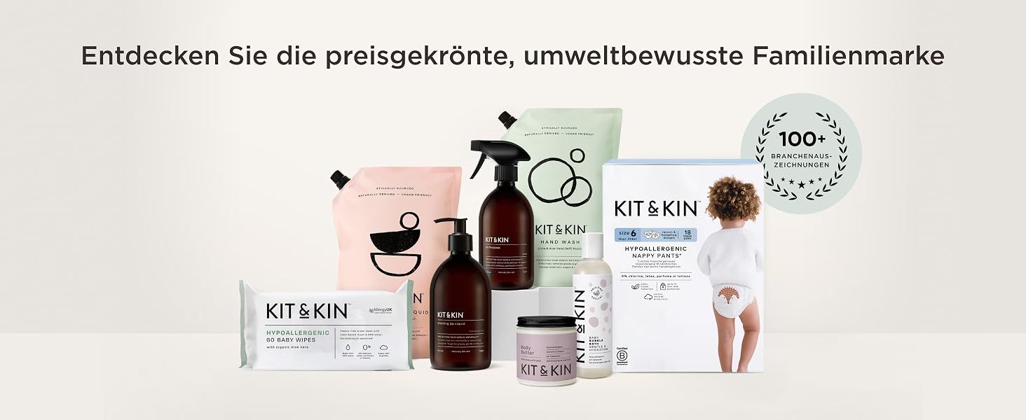 Преміум підгузки для новонароджених Kit & Kin розмір 1 (2-5 кг), гіпоалергенні та веганські, 152 шт.