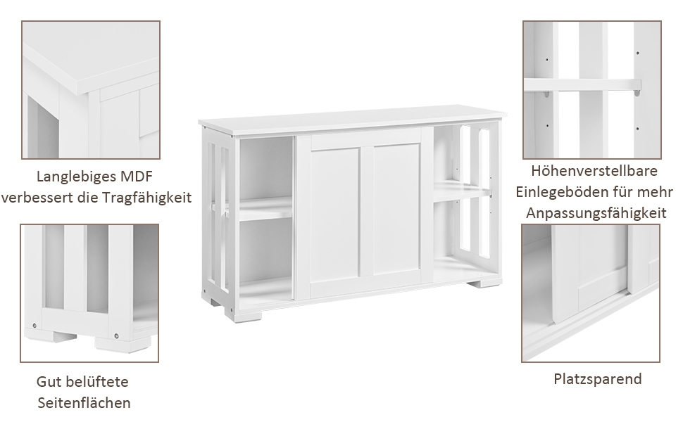 Білий комод-буфет у кухню Yaheetech з полицями та висувними шухлядами