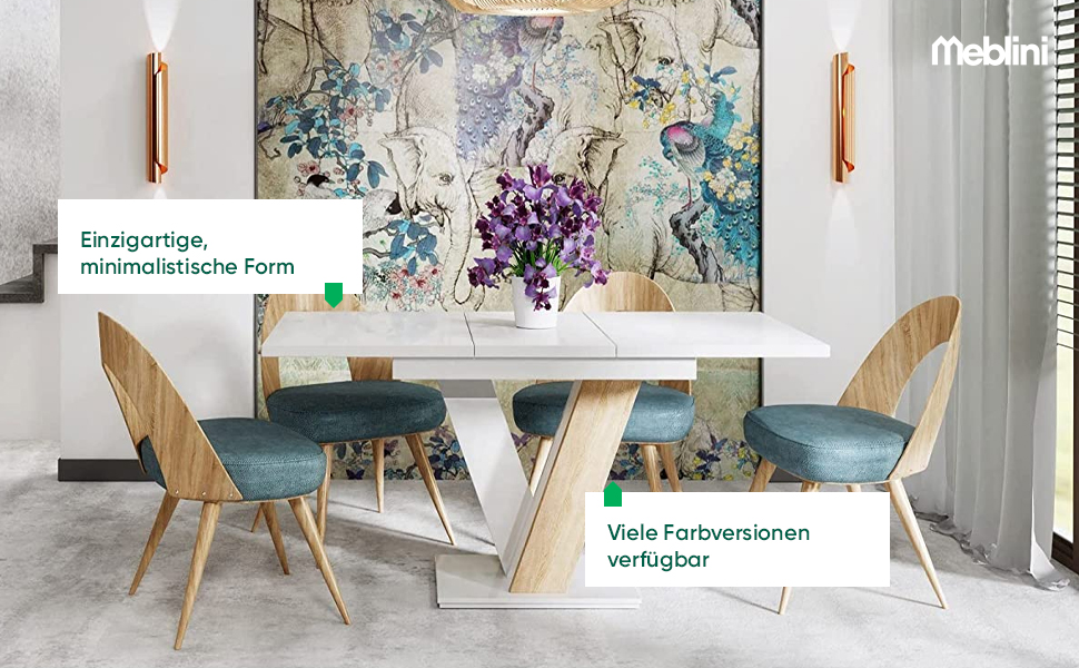 Обідній стіл Meble Line розсувний, сучасний дизайн, 120-160x80x75 см, чорний/білий глянцевий МДФ