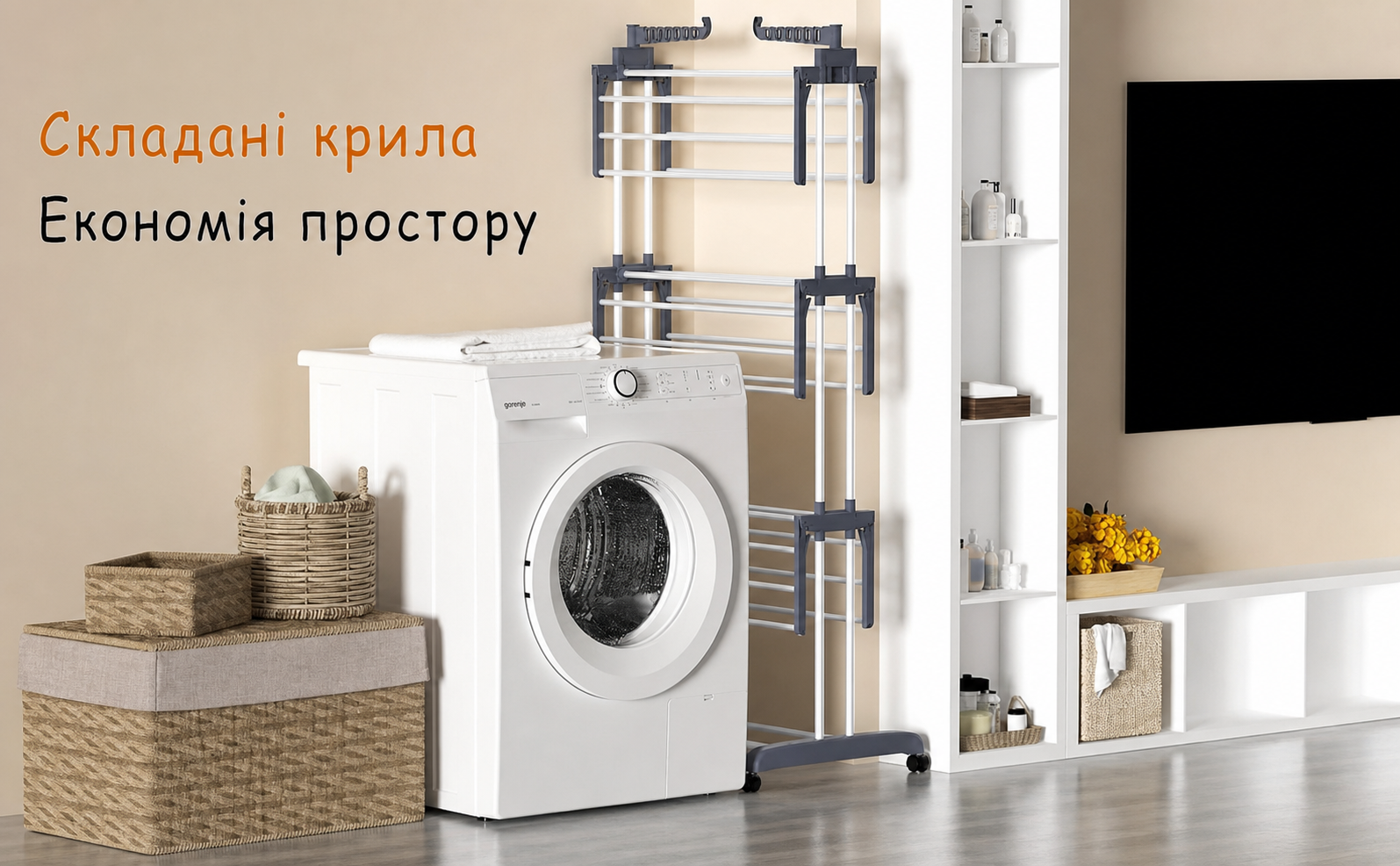 Сушарка для білизни HOMIDEC, стійка з нержавіючої сталі, 6 складаних та 2 обертових крила, на колесах, для дому та вулиці, сіра, XL, вежа для сушіння