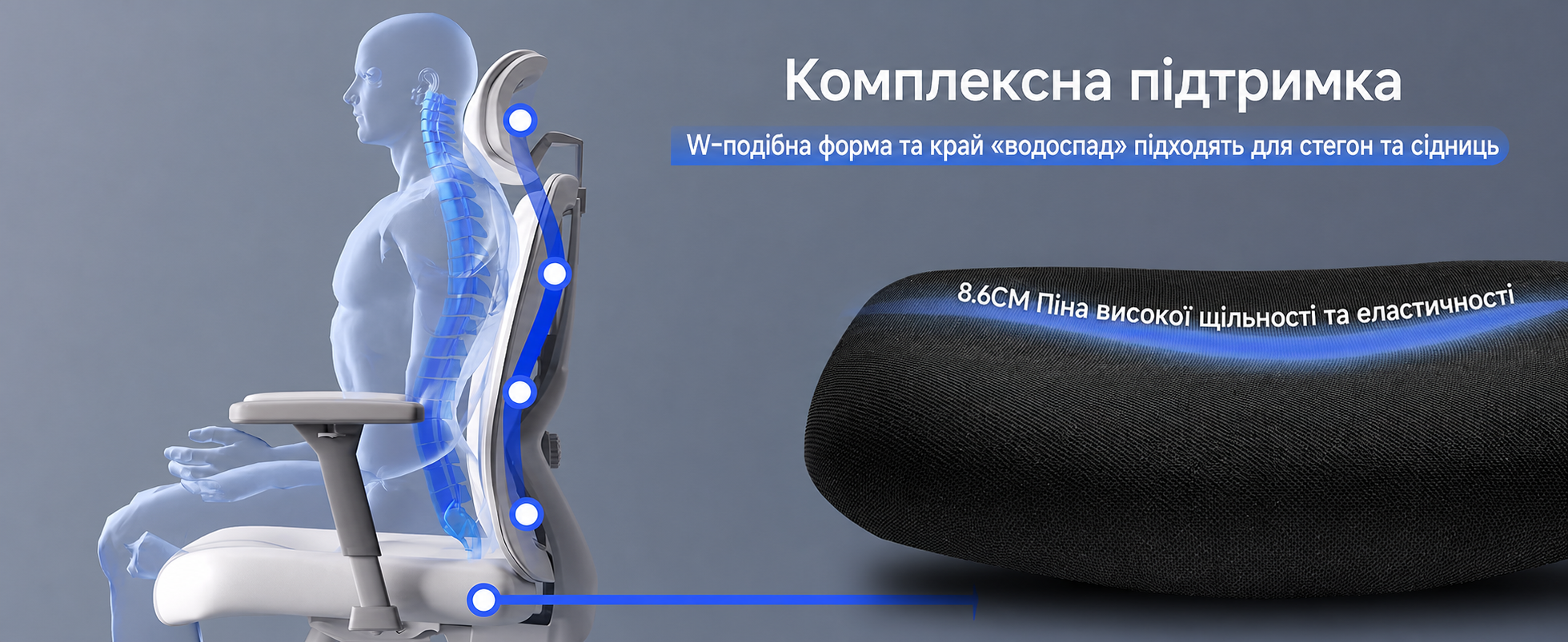 Ергономічне офісне крісло Ticova з високою спинкою, регульованою поперековою підтримкою, підголівником і 3D металевими підлокітниками, для комп'ютера, витримує до 150 кг