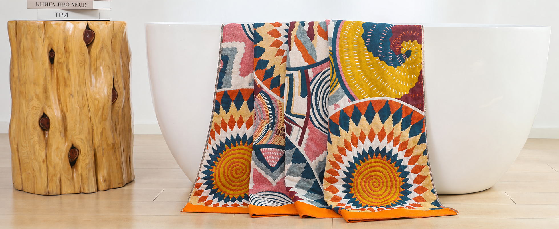 HOORDRY Покривало Boho 150x200 см, бавовняне, двостороннє, з орнаментом, для дивану, ліжка, крісла