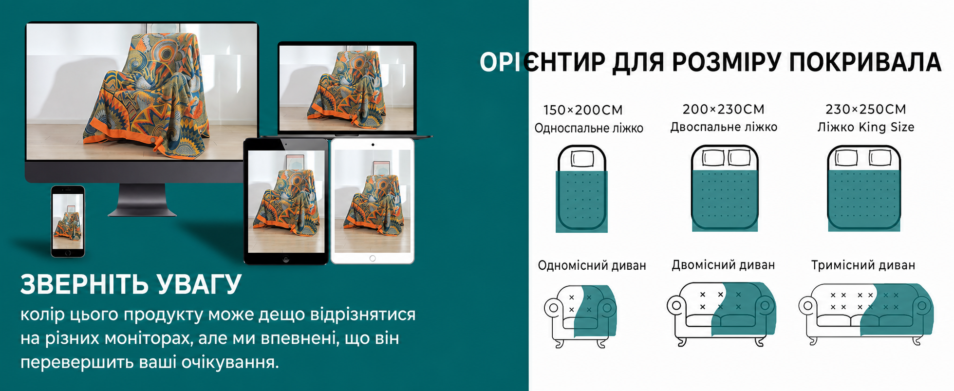 HOORDRY Покривало Boho 150x200 см, бавовняне, двостороннє, з орнаментом, для дивану, ліжка, крісла