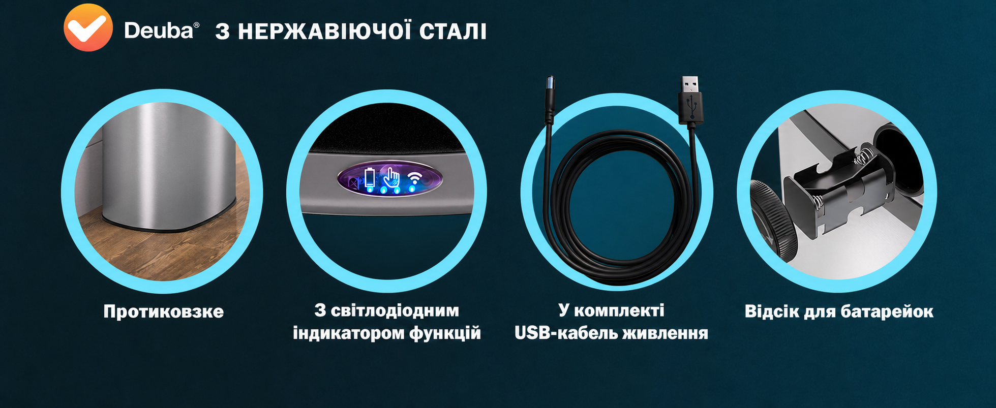 Сенсорний смітник Monzana 58 л для кухні, автоматичний, з руховим сенсором, Soft-Close кришкою, водонепроникний, USB, розумний контейнер для сміття, сріблястий