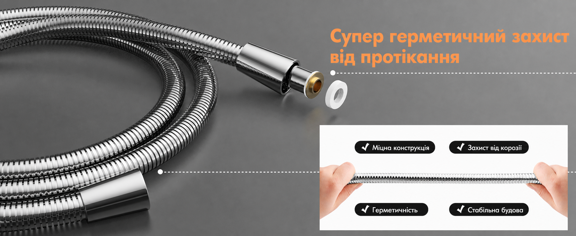 Душова лійка з фільтром MEKO, високий тиск, 15-шарова фільтрація, 1,5 м шланг, 3 режими, для очищення жорсткої води, хлору, бактерій і важких металів, сіра