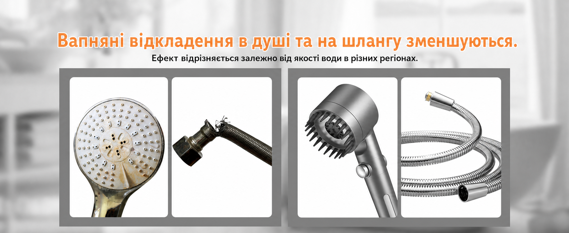 Душова лійка з фільтром MEKO, високий тиск, 15-шарова фільтрація, 1,5 м шланг, 3 режими, для очищення жорсткої води, хлору, бактерій і важких металів, сіра
