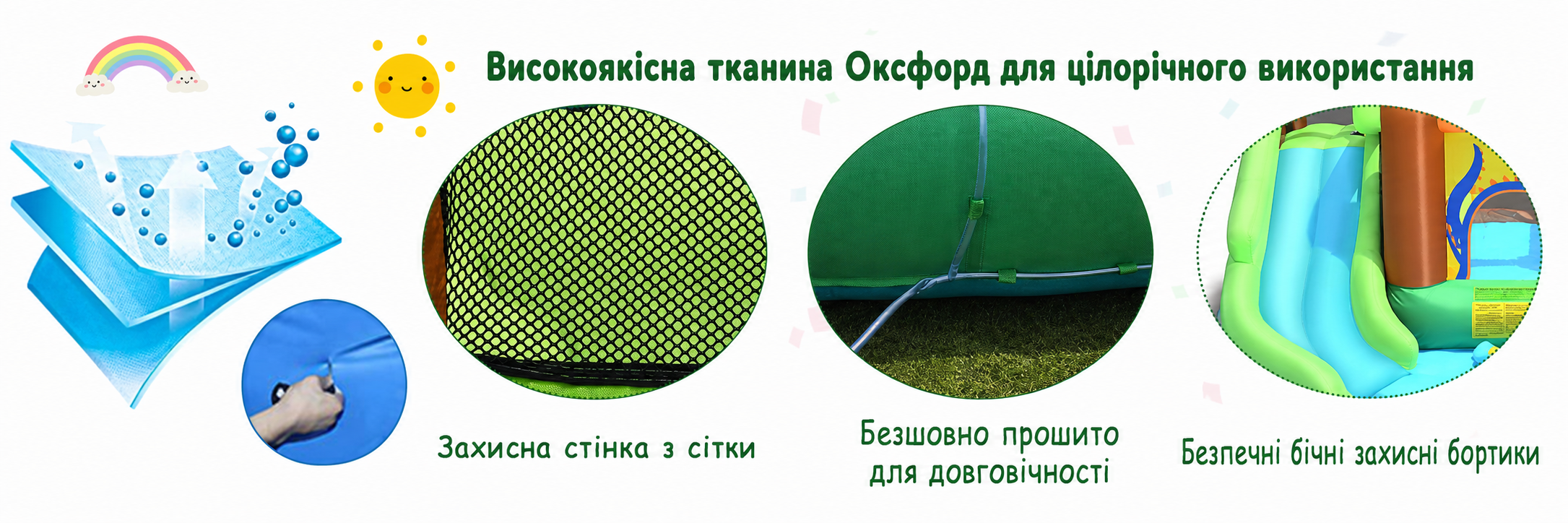 Надувний водний ігровий центр з гіркою COSTWAY 368x303x230 см – батут, басейн, водна гірка, водний парк для дітей