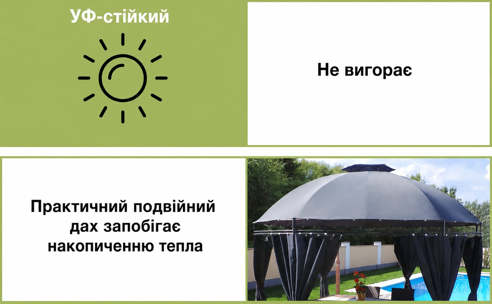 Розкішний садовий павільйон Swing & Harmonie з LED підсвічуванням, водовідштовхувальний, міцний тент для вечірок, антрацит