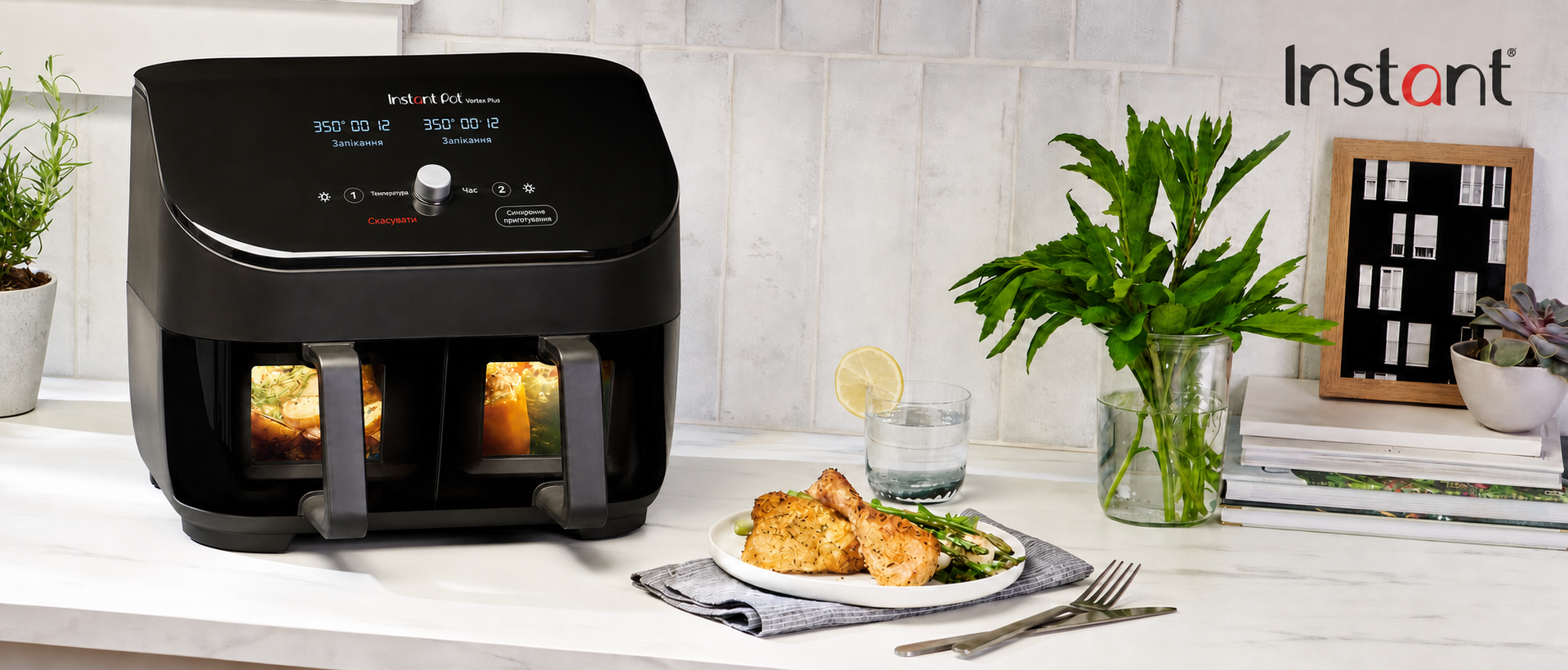 Мультиварка Instant Pot Duo 7-в-1, 5,7 л, електрична скороварка, рисоварка, йогуртниця, пароварка, повільноварка, з нержавіючої сталі, чорна