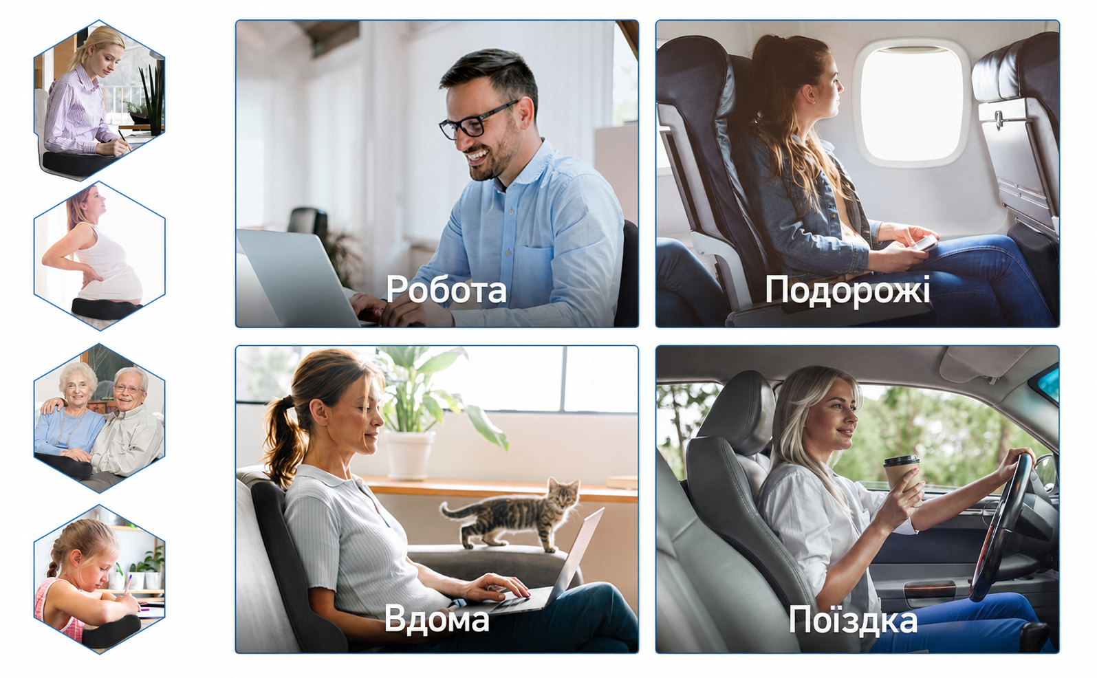 Ортопедична подушка Ainiv з пам’яттю форми для сидіння, ергономічна, для офісного стільця, автомобіля, інвалідного візка, для куприка, при ішіасі, геморої, для зняття болю в спині, чорна