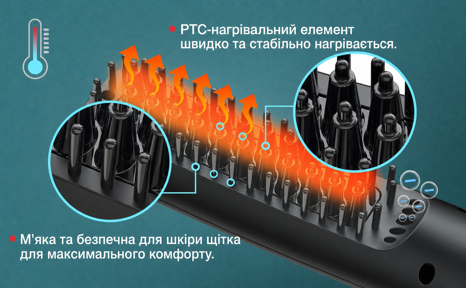 Електричний гребінець-випрямляч для бороди та волосся Lidasen, іонна щітка 2 в 1 з регульованою температурою до 200°C для чоловіків