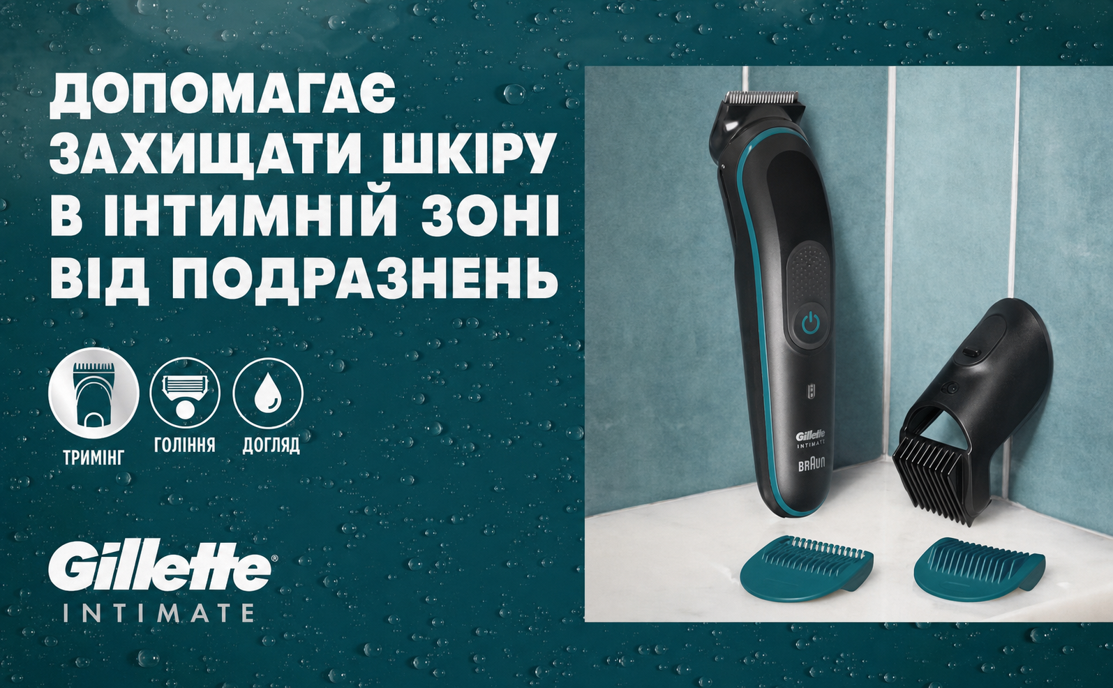 Тример Gillette Intimate i5 для чоловіків, водонепроникний бездротовий бритва для інтимної зони з довговічними лезами для сухого і вологого гоління