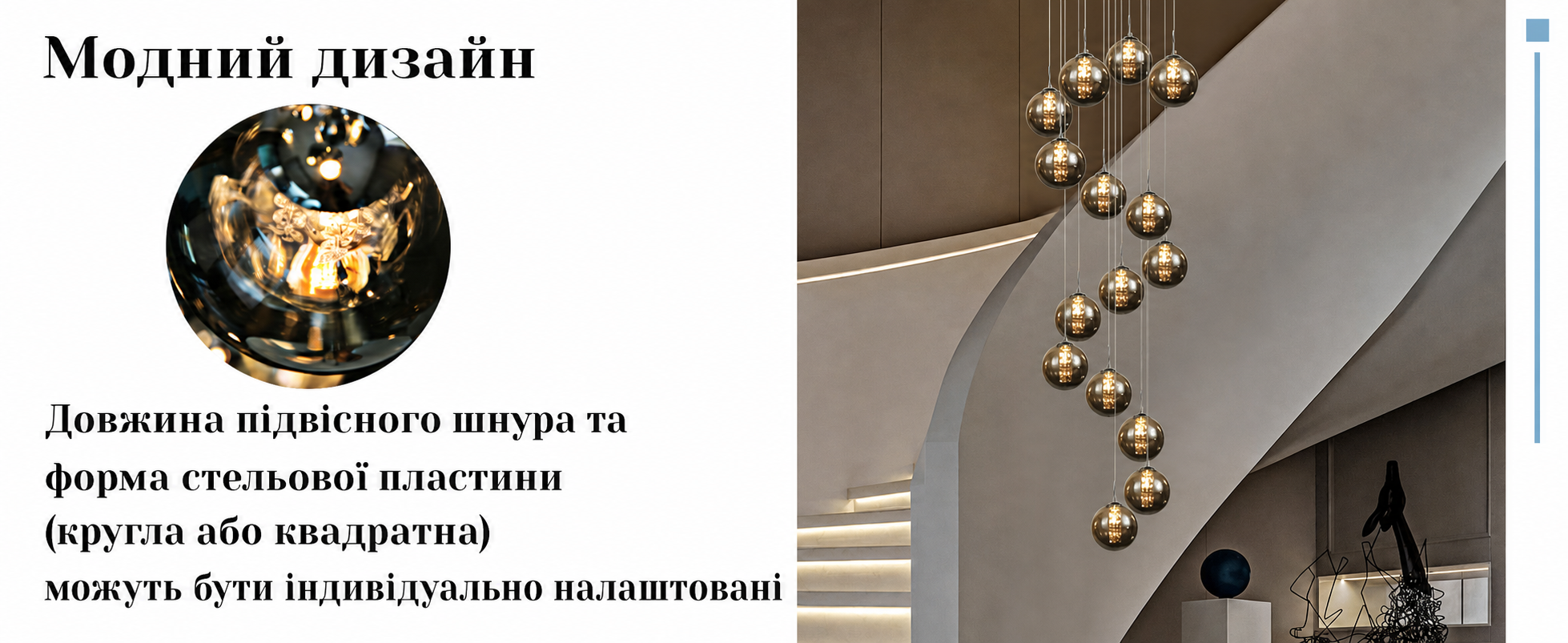 CBJKTX Підвісний світильник для їдальні та вітальні, регульований, 15-ламповий люстра з димчастого скла, підвісна лампа для кухні, спальні, коридору, сходів
