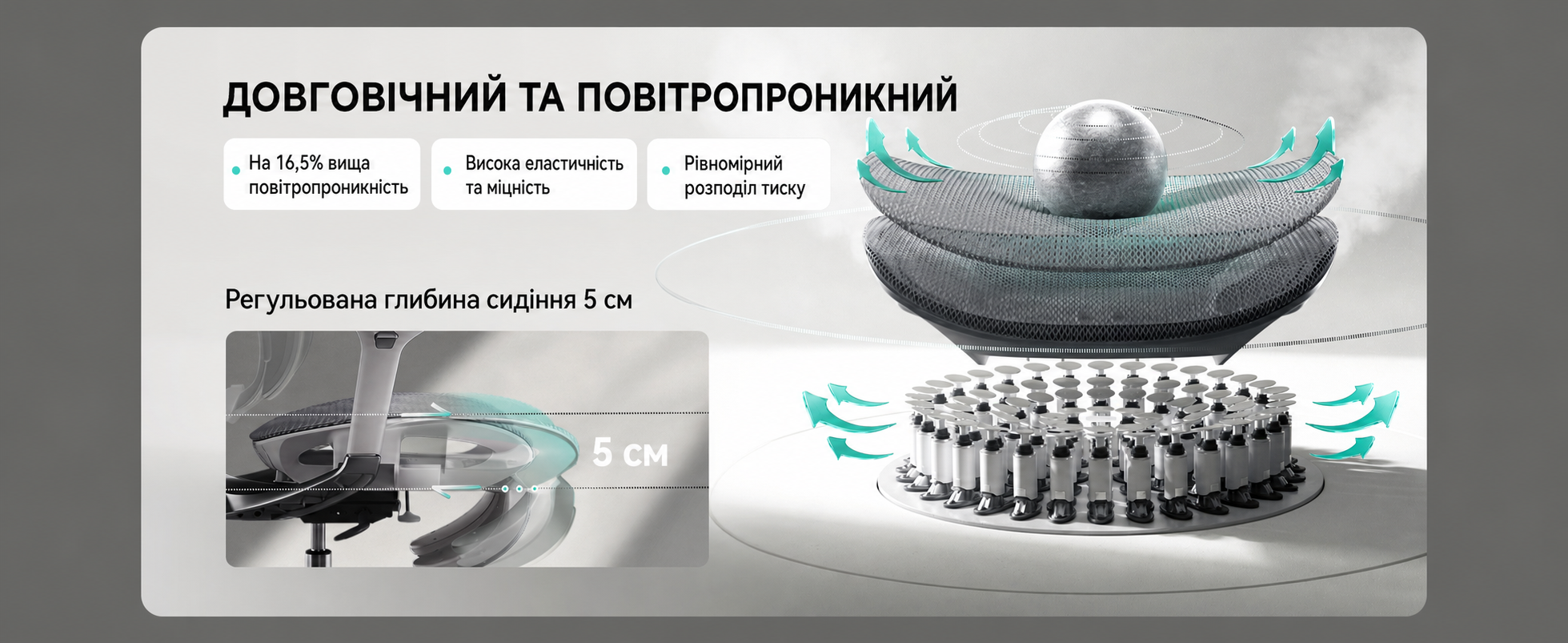 Офісне крісло Hbada E3 Pro ергономічне, з динамічною 3-зонною поперековою підтримкою, 4D регульованим підголівником, 6D регульованими підлокітниками та висувною підставкою для ніг, сіре