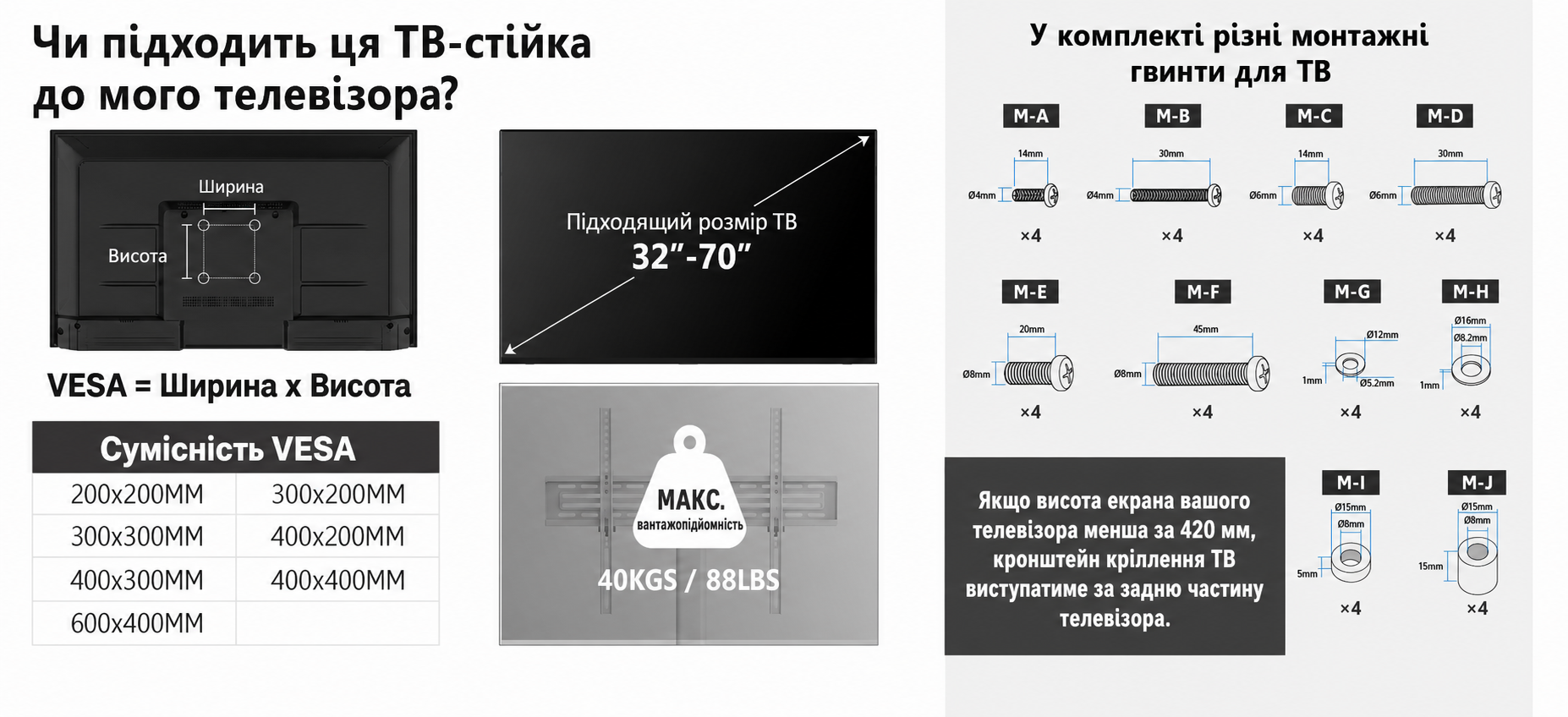Мобільна TV стійка FITUEYES з дерев'яною полицею, регульована висота, чорна, для телевізорів 32-70 дюймів, до 40 кг, VESA 600x400, на колесах, поворотна