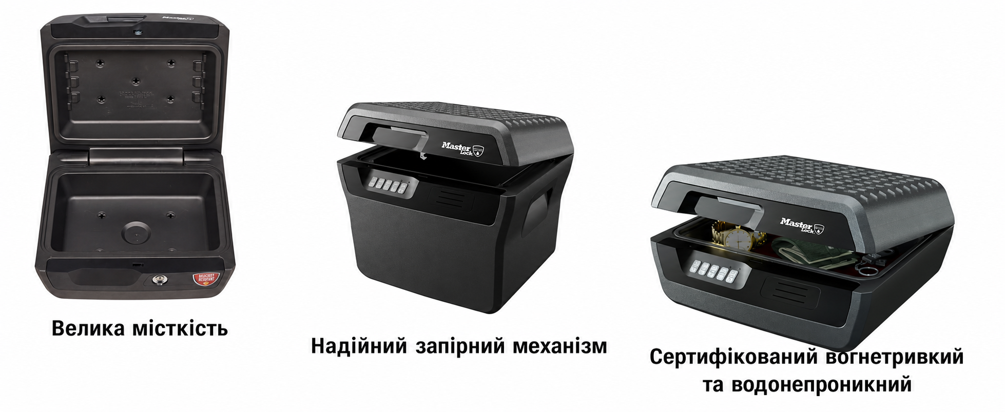 Вогнетривкий та водонепроникний сейф для документів і грошей MASTER LOCK 10 л, електронний кодовий замок, для A4-документів, CHW30300EURHRO