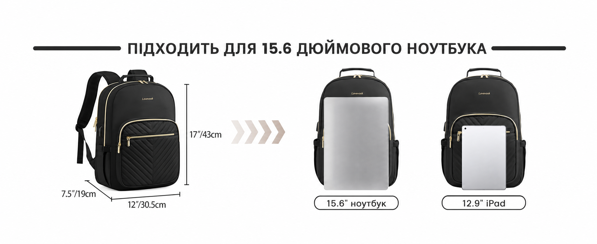 LOVEVOOK Рюкзак для жінок, великий, 15.6 дюймів, для ноутбука, водонепроникний, шкільний, для дівчаток-підлітків, чорний, елегантний, для роботи, для школи, університету, подорожей, 15.6 дюймів, A-чорний
