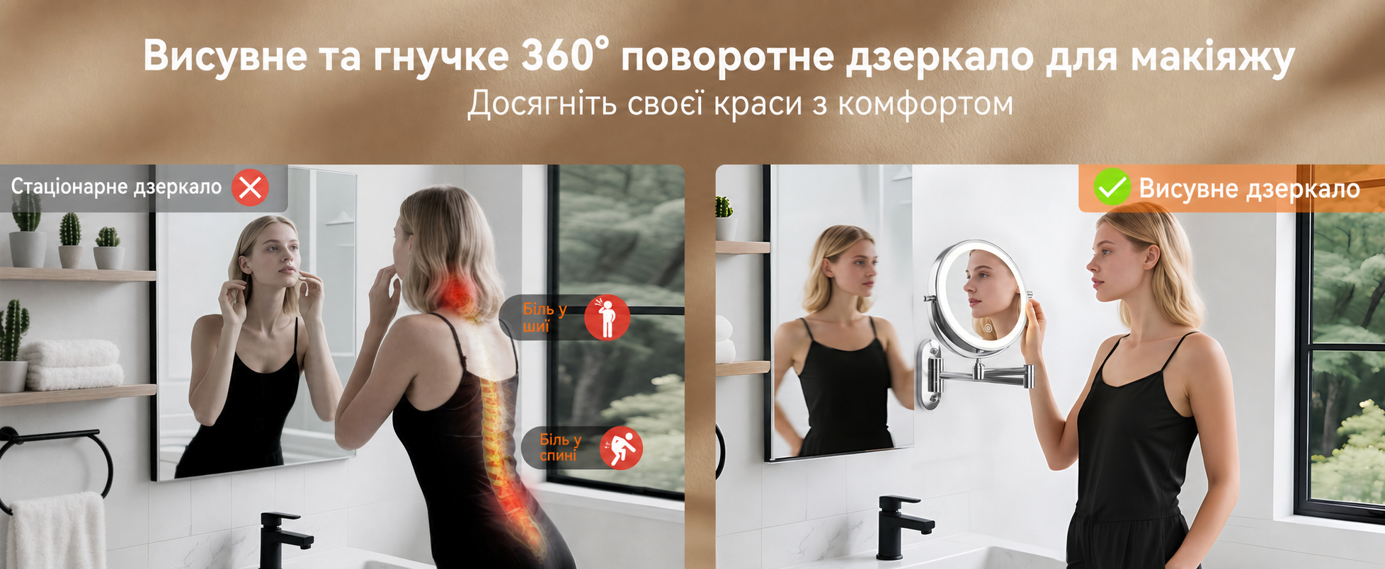 Дзеркало для макіяжу Auxmir з підсвічуванням 1X/30X, перезаряджуване, з LED, для гоління та макіяжу, настінне, поворотне на 360°, з 3 кольорами світла, 3200mAh, срібне
