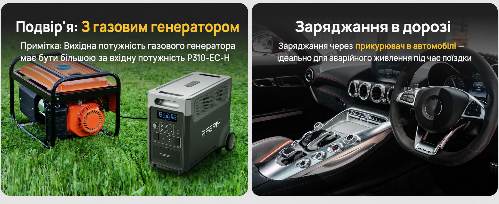 Портативна електростанція AFERIY, ємність 2048 Wh, номінальна потужність 2400 W
