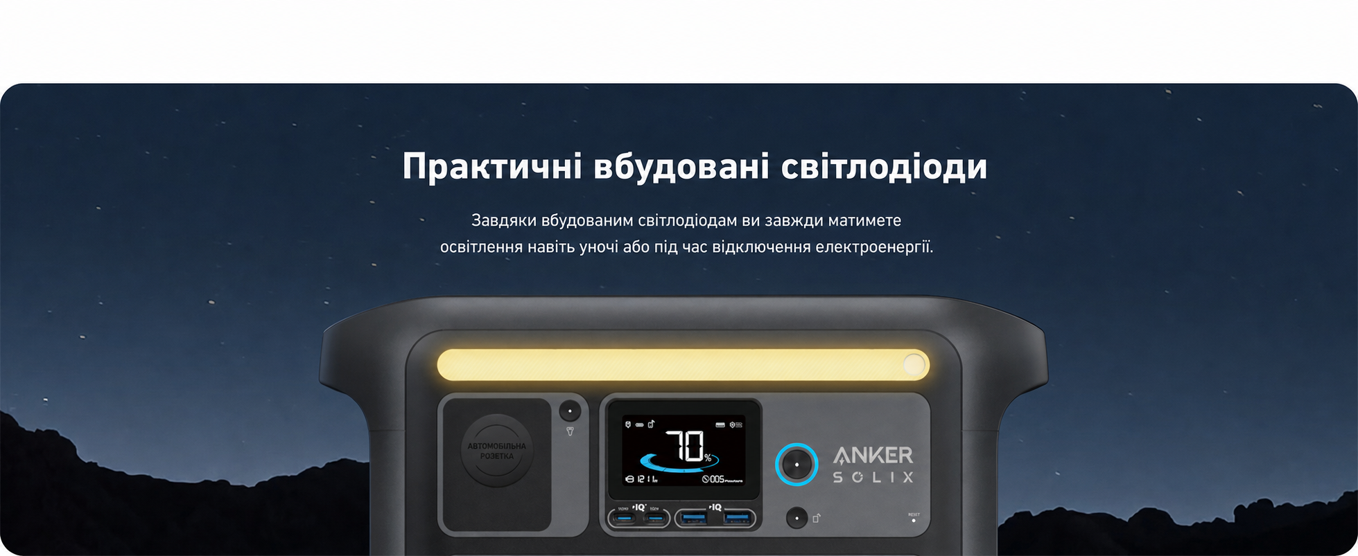 Портативна електростанція Anker SOLIX C1000, ємність 1056 Wh, номінальна потужність 1800 W, пікова потужність 2400 W