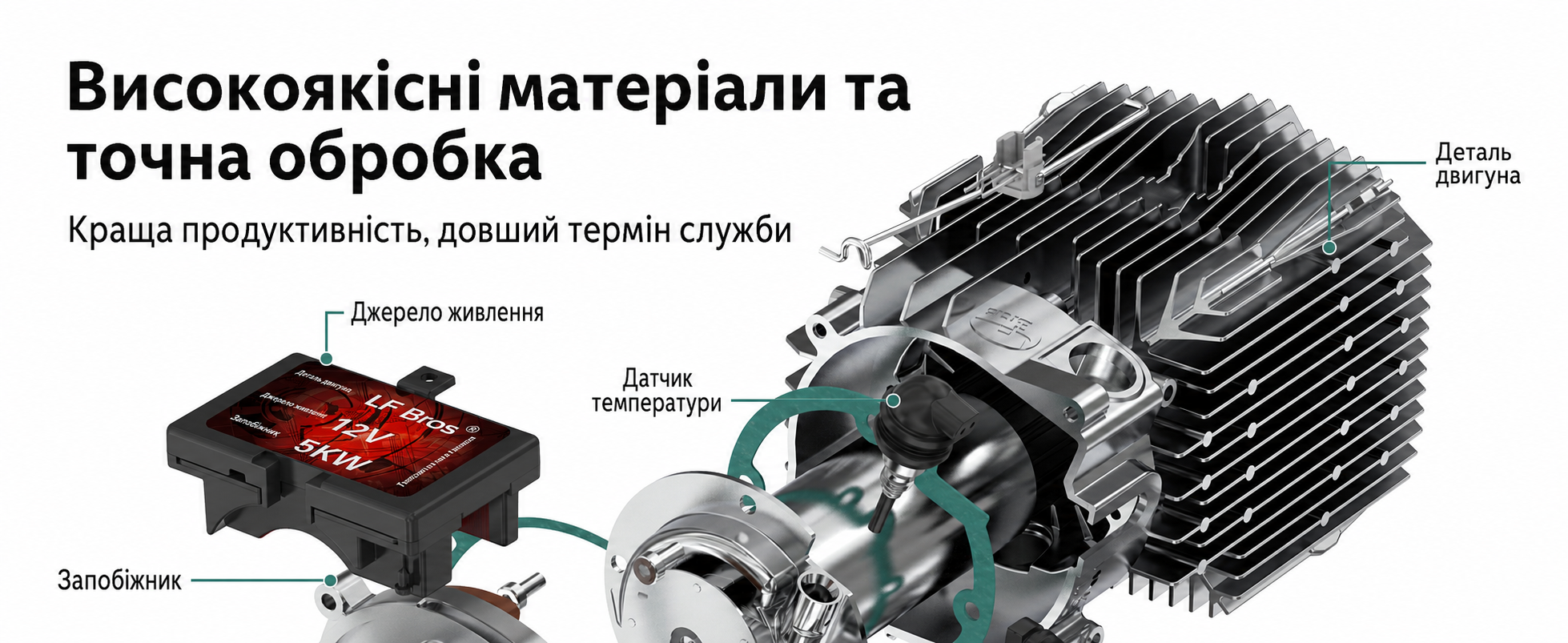 Дизельний опалювач LF Bros 5 кВт - 12/24/220-240V з пультом керування та LCD-дисплеєм для гаража, майстерні, кемпінгу, автодому (білий)
