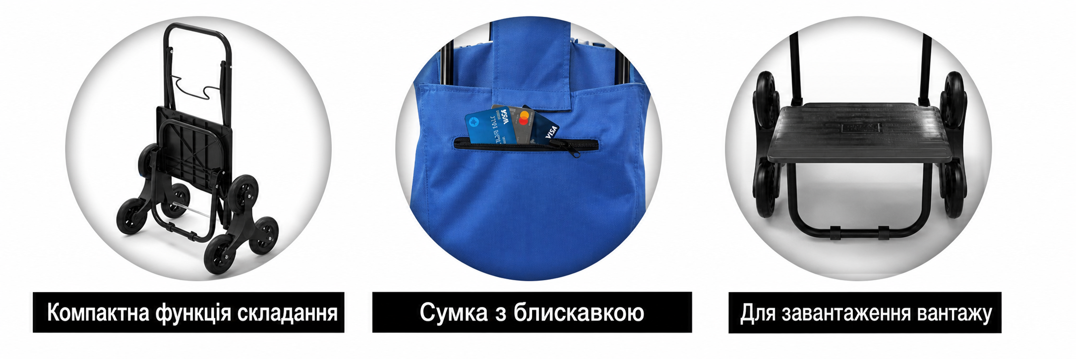 Сумка-візок VOUNOT для покупок, сходовий, 3 колеса, складаний, водонепроникний, 32 л, синій