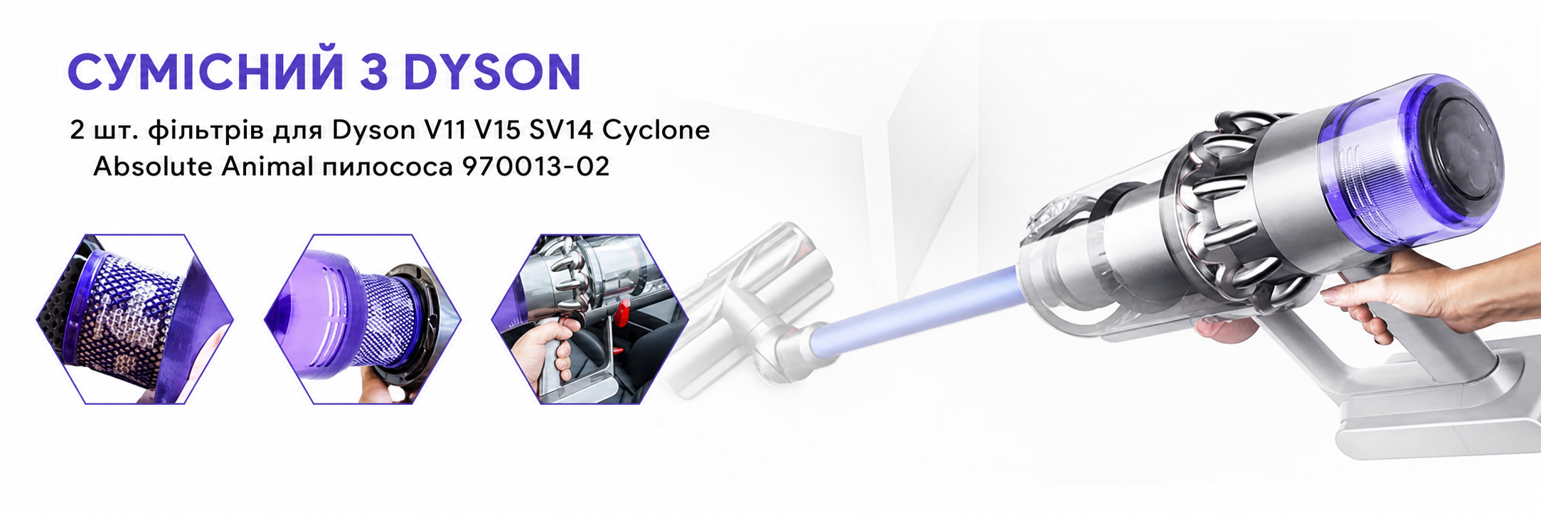 Фільтр KEEPOW для пилососа Dyson V11/V15, 2 шт., змінні HEPA-фільтри для моделей SV14, SV17, SV22 Absolute Animal Detect Extra Pro Torque Drive, 970013-02
