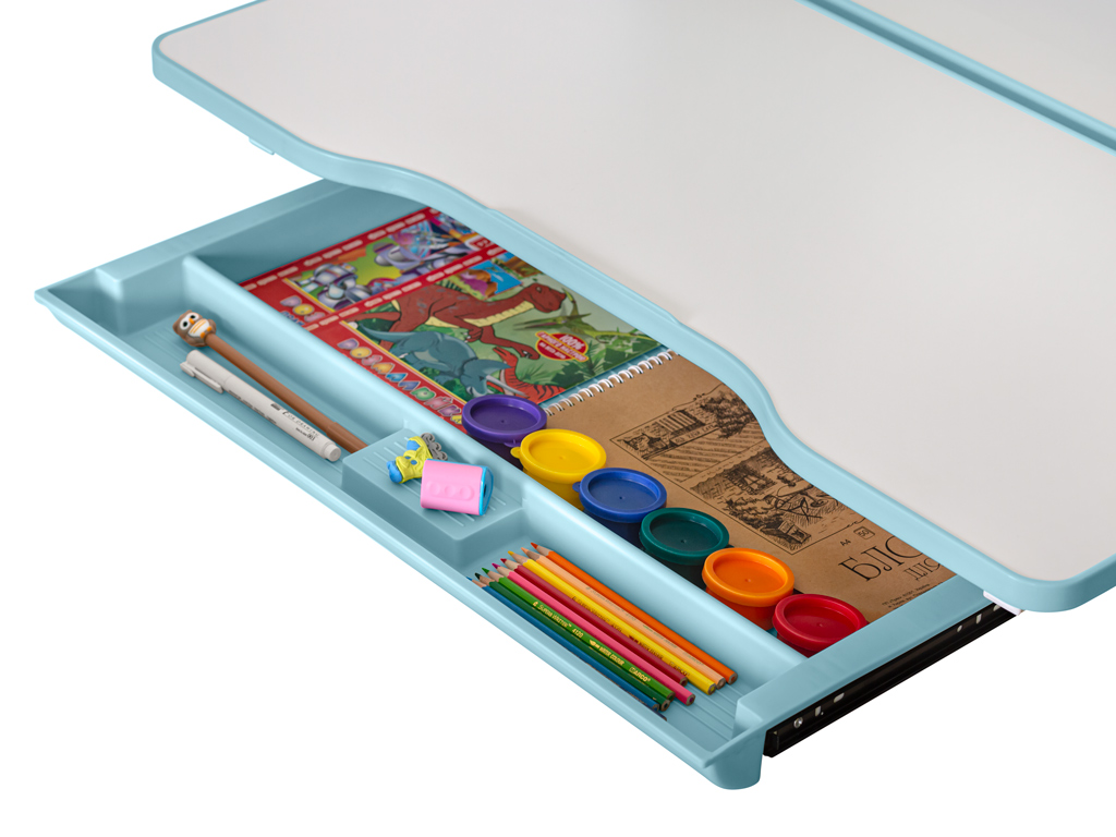 Дитячий стіл Mealux Edmonton Multicolor BL з полицею (арт. BD-610 W/MC + BL з полицею)
