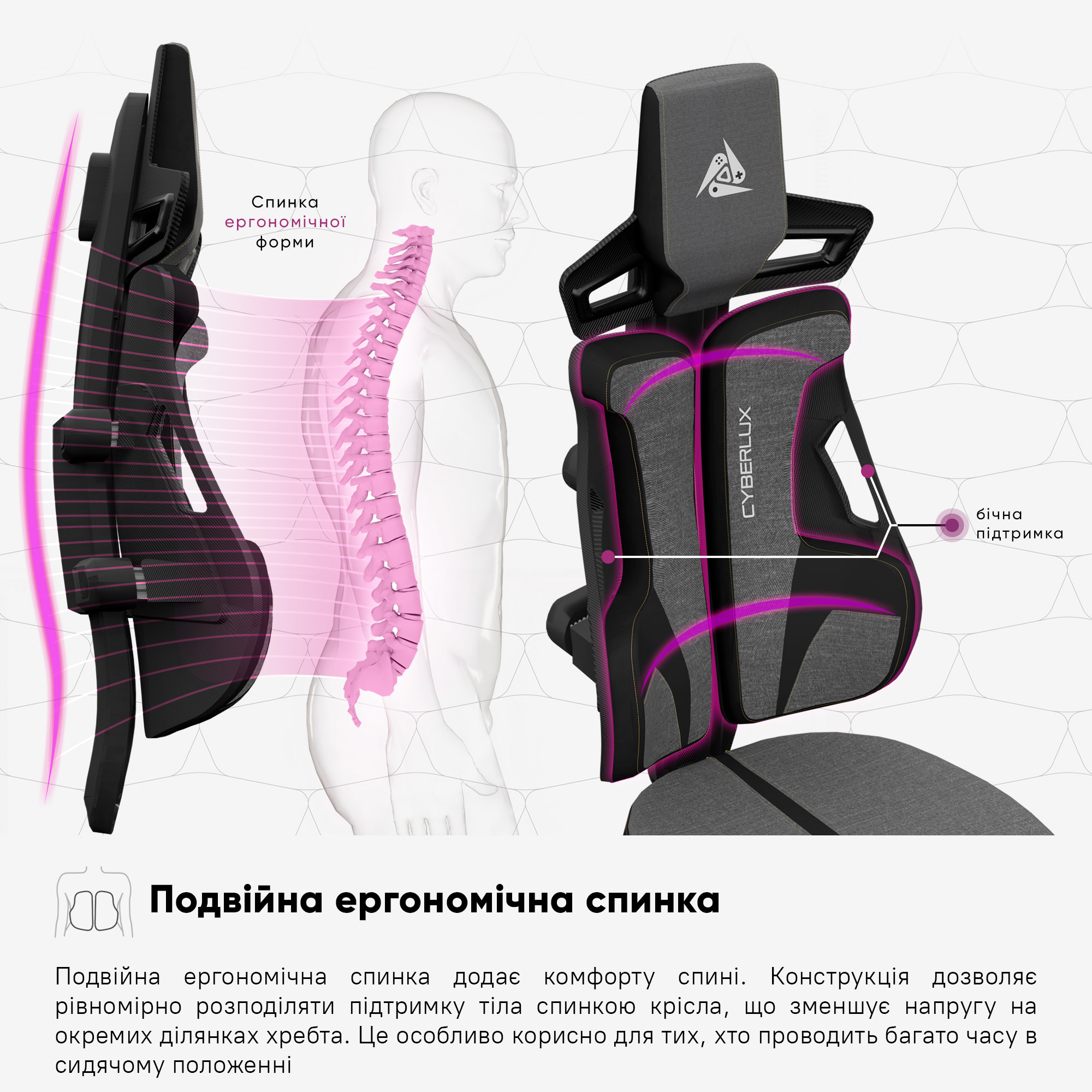 Геймерське крісло Cyberlux V8 Fabric Grey (арт. GM-V8 FG)