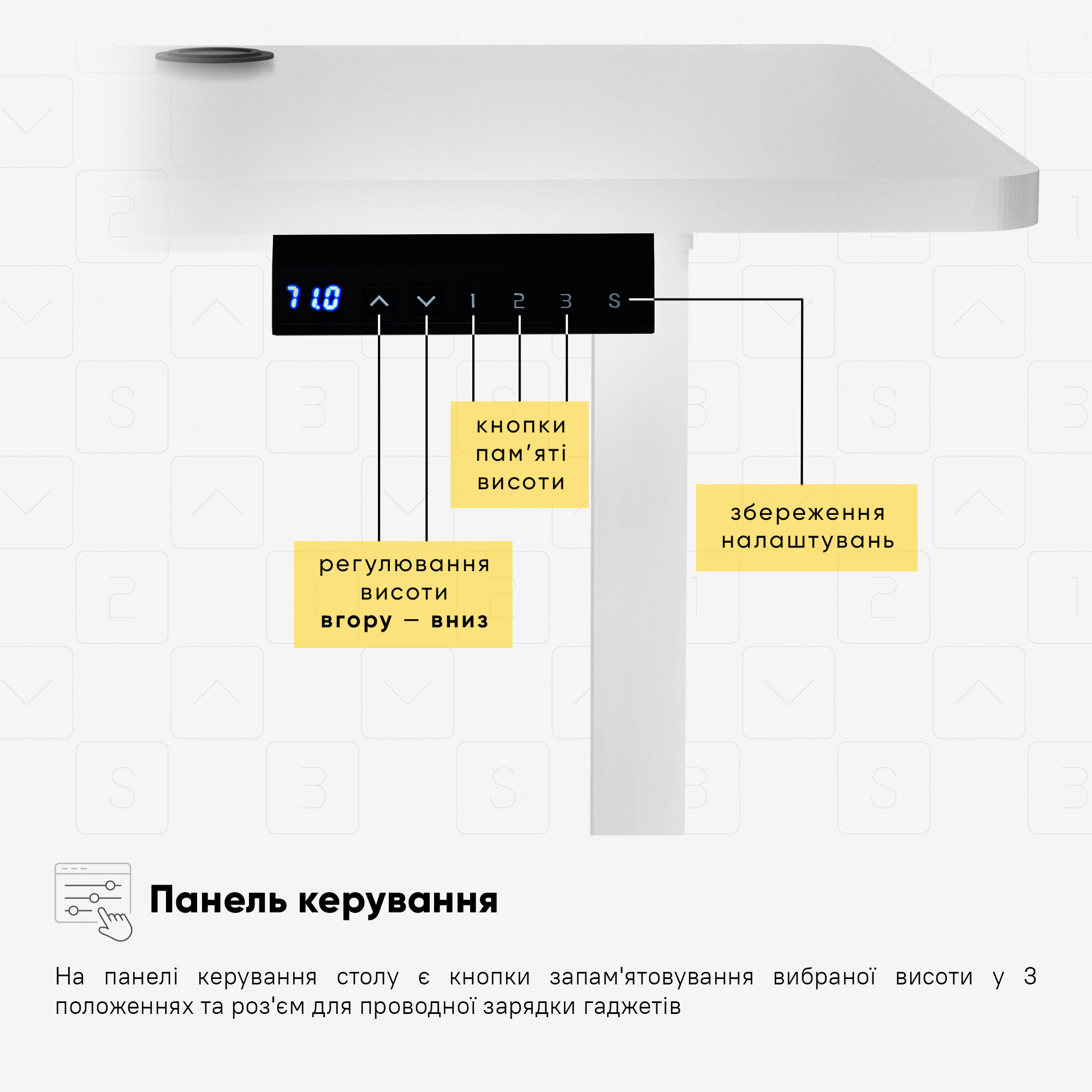 Стіл Mealux PowerDesk Energy White з електрорегулюванням висоти (арт. EVO-201 Energy W|/W)