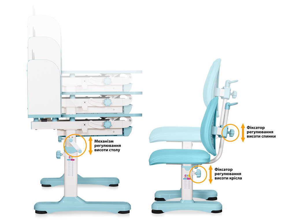 Комплект меблів (стіл + стілець + полиця) Mealux BD-29 Panda XL Blue (арт. BD-29 BL)