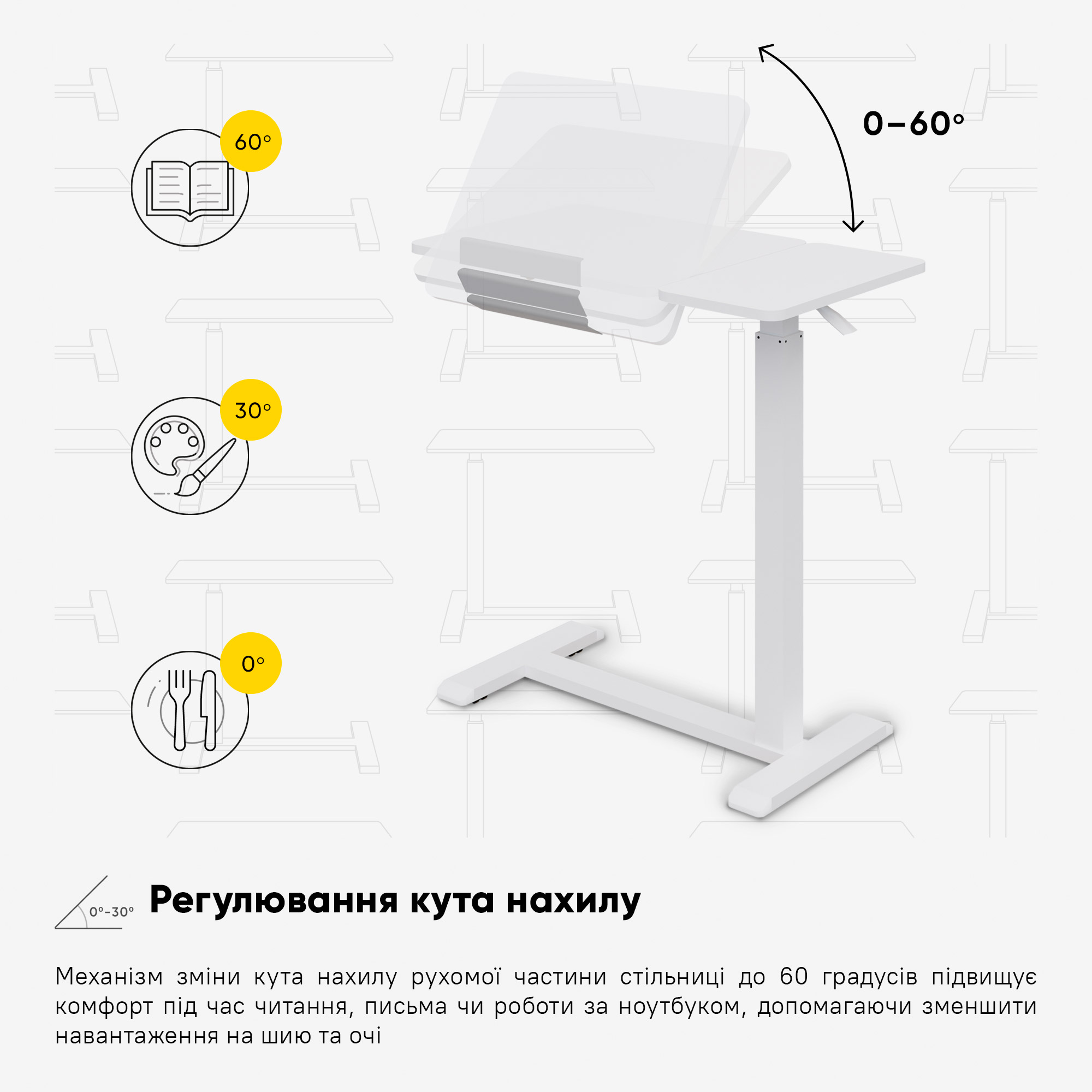 Стіл Hommex Mobidesk Duo USB White (арт. ТН-010-2 White)