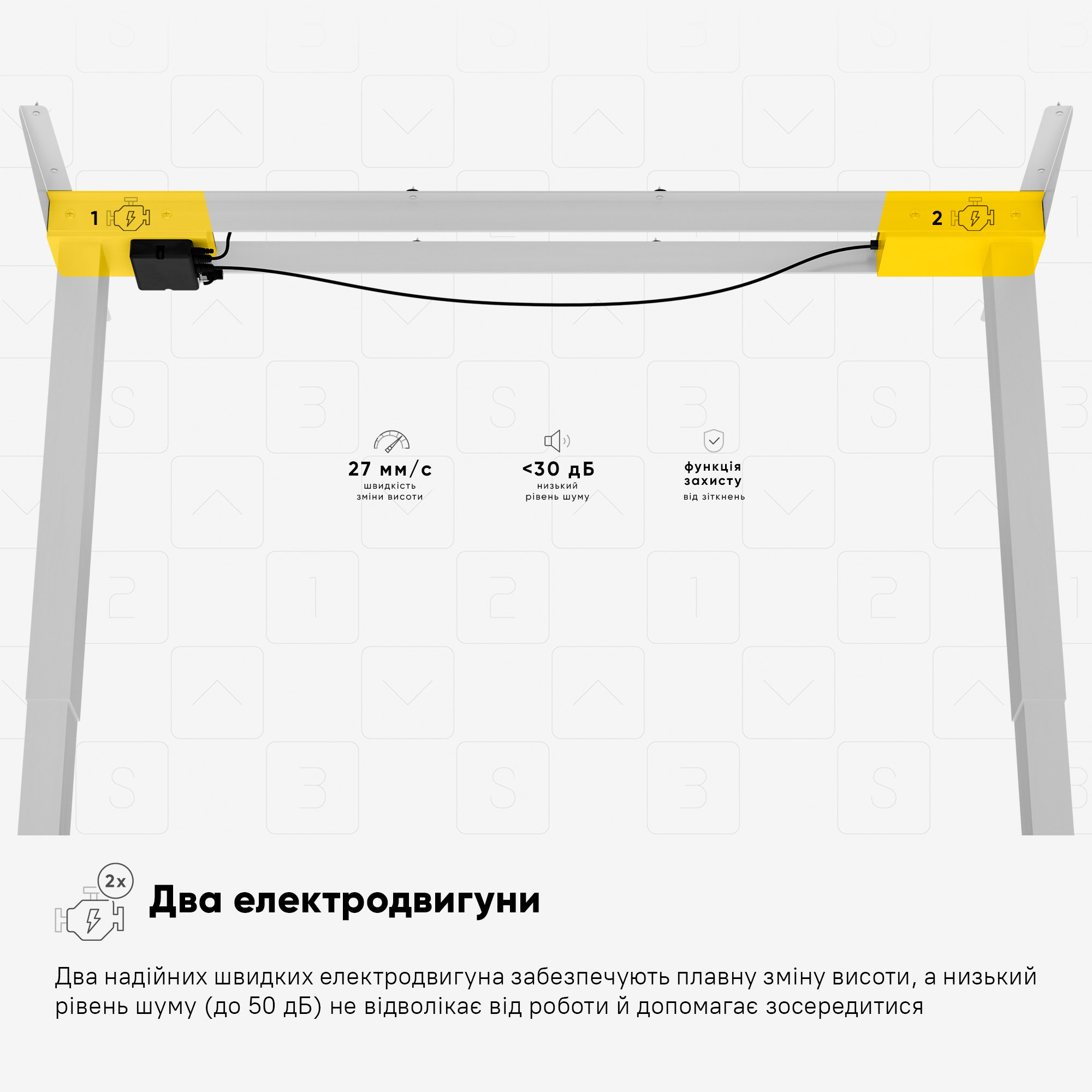 Стіл Mealux PowerDesk Duo White (арт. EVO-242 Duo W/W)