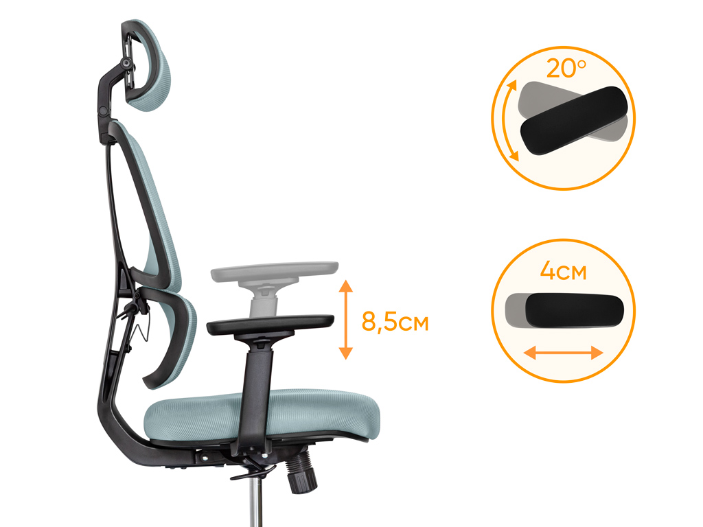 Крісло Mealux Leo Air Plus Grey / Blue (арт.Y-546 KBGL)